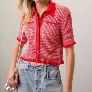 Maje Manamaille Herringbone Cardigan